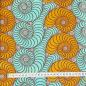 Preview: Afrikanischer Wax Print Stoff Baumwolle ORANGE TURQUOISE SNAILS